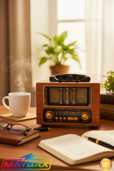 OWWOTECH Nostaljik Radyo Fm Hafıza Kartı Usb Bluetooth Destekli Ahşap Görünümlü Nostalji Radyo