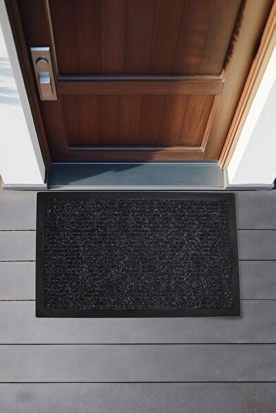 Genel Markalar Zemira Dekoratif Nem Alıcı Toz Alıcı Siyah Kapı Önü Paspası Ha...