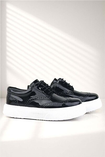 Rakerplus Black Patent Leather White Sole Oxford Children's Classic Shoes