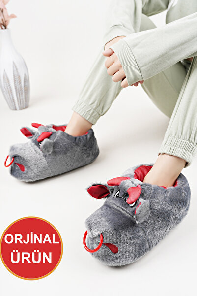 Devida Soft Sole Cute Animal Slippers Gray