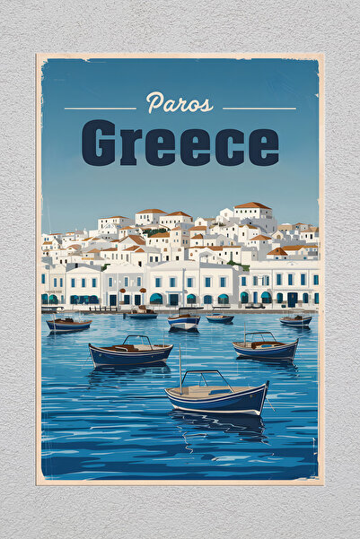 Lucena Pictură decorativă de perete vintage cu imprimare metalică Paros Grecia 1