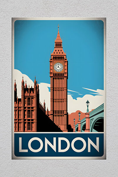 Lucena Pictură decorativă de perete vintage cu imprimeu metalic Londra Anglia 2