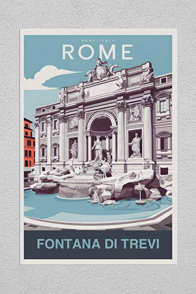 Lucena Metal Štampano Rim Italija Fontana di Trevi Vintage Dekorativna Zidna ...