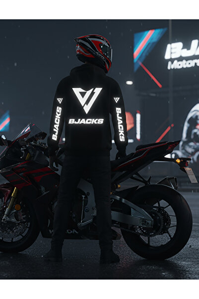 BJACKS Motorsports Wear Hanorac cu logo reflectorizant BJACKS – stil care lum...