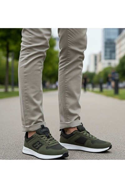 Shubuu Men's Sports Shoes Casual Khaki Green Comfortable Lightweight Orthopedic 1009