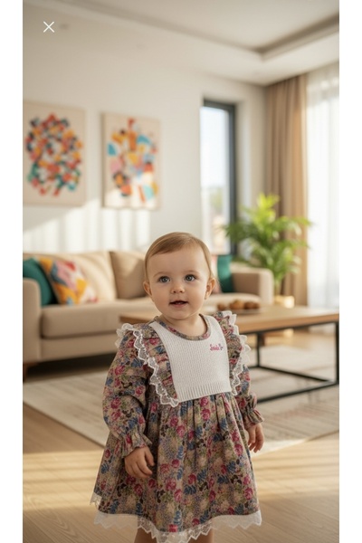 DKBAB TRİKO ROBALI KADİFE BEBEK ÇOCUK ELBİSESİ