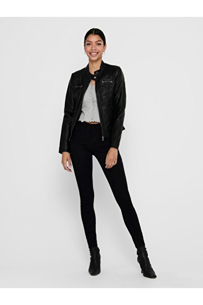 ONLY 15081400 Жіноча шкіряна куртка чорного кольору