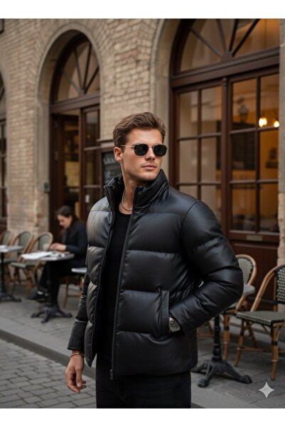 S&M CLOTHİNG YENİ SEZON SU GEÇİRMEZ & ELYAF DOLUMLU ŞİŞME DERİ MONT