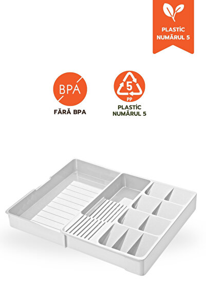 Ginza Maison Cutlery organizer (30X40CM EXTENSIBLE TO 50X40CM), WHITE, 11 compartments