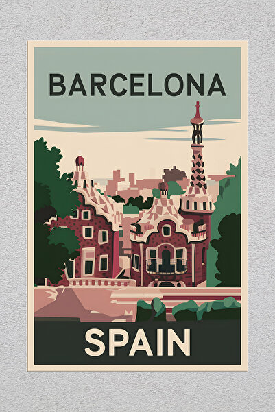 Lucena Pictură decorativă de perete vintage Barcelona Spania 2 cu imprimare m...