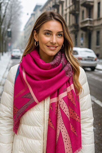 MARBERRY Γυναικείο σάλι με φούξια σχέδιο με λουλούδια