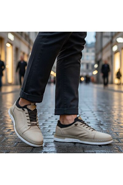 Slope Γνήσιο δέρμα Ανδρικά Casual Μπεζ Παπούτσια Ορθοπεδικά ελαφριά άνετα στιβαρά 640