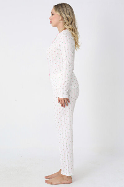 TURAY Catherine Basic Uzunkol 100% Bumbac Pijama Alb pentru Femei