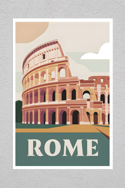 Lucena Pictură decorativă de perete vintage Roma Italia 2 cu imprimare metalică