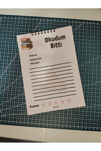 beticraft Okudum bitti defteri A5 boy 15x21 üstten spiralli çek kopar notepad