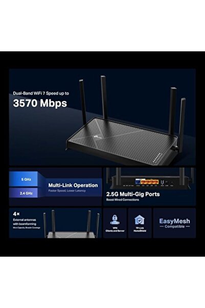 TP-LINK BE3600 Dual-Band Wi-Fi 7 Router | Lightning-Fast Speeds | 2.5G Multi-Gig Connectivity | Far-