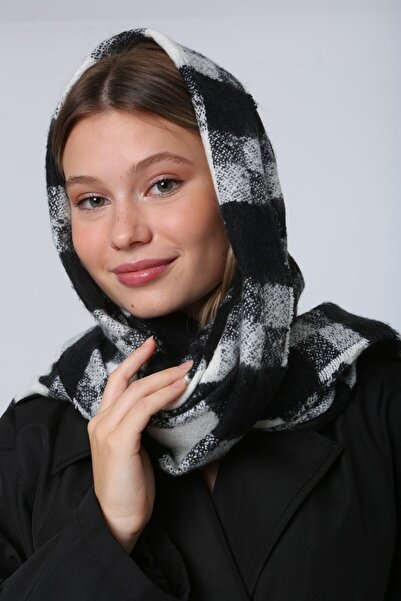 MARBERRY Black Soft Boucle Scarf Shawl for Women