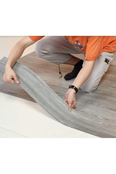 Renkli Duvarlar Kendinden Yapışkanlı Silinebilir  Desenli Gri Budaklı Ahşap E...