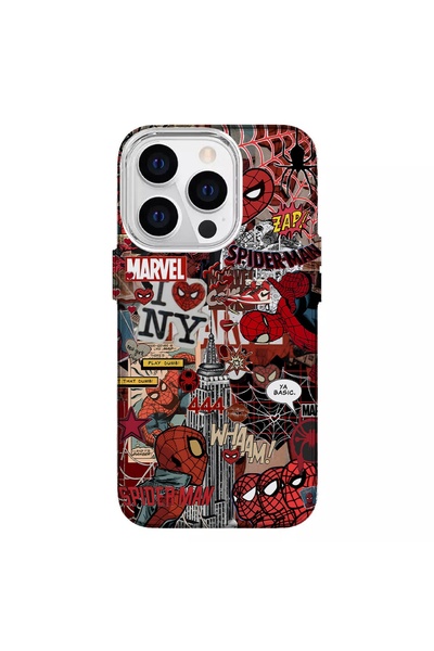Turkuaz IPHONE 16 Pro Özel Marvel Kolaj Tasarımlı Lüks Silikon Kılıf