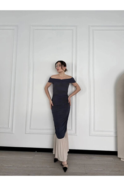 Exbob Mdb Triptiz Shoulder Long Dress Smoked