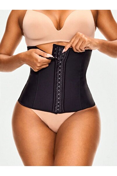 MİSTİRİK Fogliano Model Esnek Yapılı Rahat Dokulu Askısız Lateks Spor Korse Siyah Renk