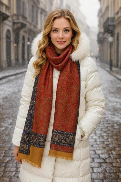 MARBERRY Şal galben cu model