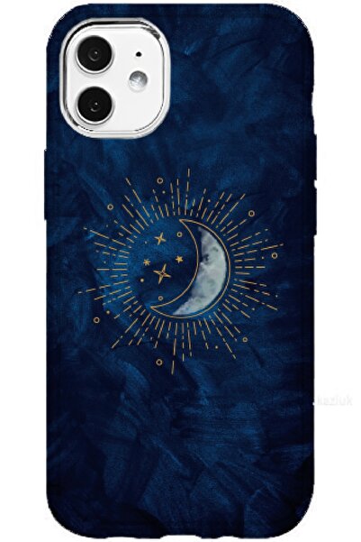 Turkuaz IPHONE 11 ÖZEL AY BASKILI LÜKS SİLİKON KILIF