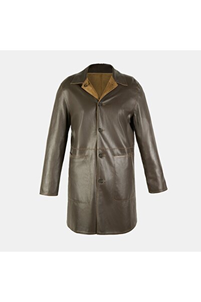 Desa Simonetta Green Women's Double Sided Leather Top Coat