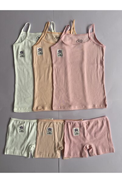 KOTA Kız Çocuk Atlet- Şort Takım 6 Atlet 6 Şort Fitilli Ip Askılı Atlet- Şort...