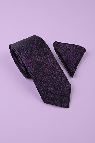 Milleniva ربطة عنق ومنديل بنفسجي بنمط قديم