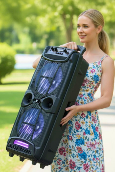 OWWOTECH A Bass Usb Fm Bt 2x20 Cm Kablolu Mikrofon Rgb Led Toplantı Parti Eğlence Ses Sistemi