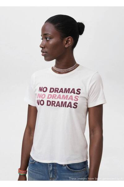 Mango Teen Kadife yazılı tişört