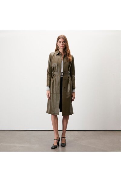 Desa Laira Haki Kadın Deri Trençkot
