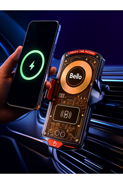 Tech&bello accessories A6 Kızılötesi Sensörlü Dokunmatik Kablosuz Şarj Ve Araç Tutucağı Metal Klipsli
