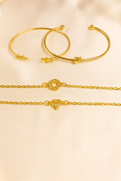Z&T ACCESORIES Women's Elegant Minimal Bracelet Set (4 Pieces) Adjustable