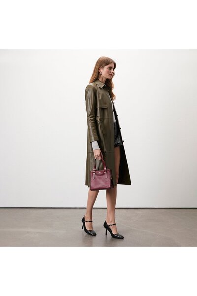 Desa Laira Haki Kadın Deri Trençkot