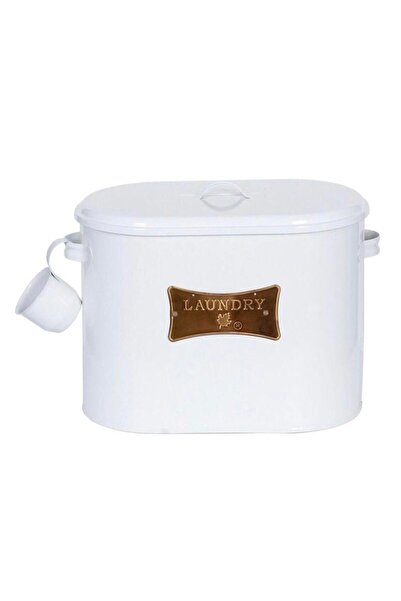 EVSTYLE 2 Bölmeli Ölçekli Plakalı Metal Deterjan Kutusu