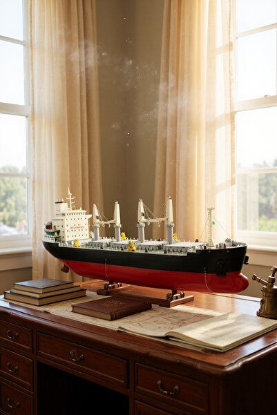 ESİ WOOD ART El Yapımı Ahşap 90 cm Kargo Gemisi Maketi – Denizcilik Dekor & K...