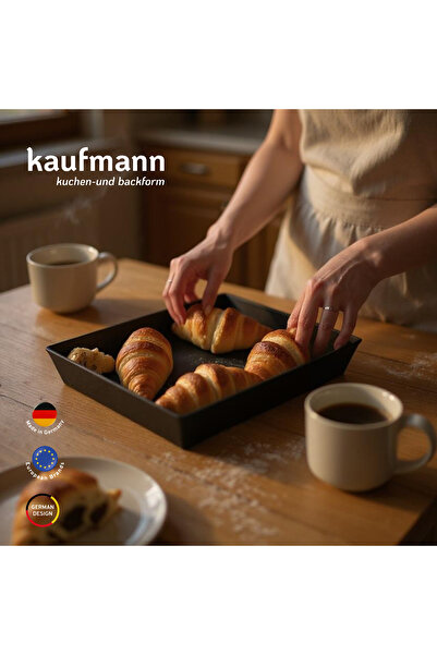 KAUFMANN صينية فرن مستطيلة كلاسيكية وقالب كيك 39 × 23.5 × 7 سم - فولاذ كربوني...