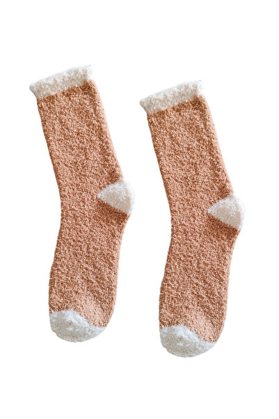 ZEYZEY MONKEY Set of 2 Coffee Cream Plush Winter Soft Women's Sleep Socks (Compatible with Size 36/41).