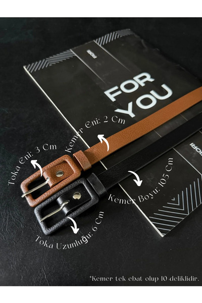 Fiori 2’li Dikdörtgen Kaplama Tokalı Ince Kadın Pantolon Kemeri, Ceket Kemeri...