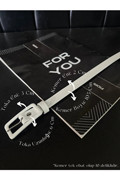 Fiori Thin Women's Trouser Belt, Jacket Belt, Shirt Belt with Rectangular Plated Buckle