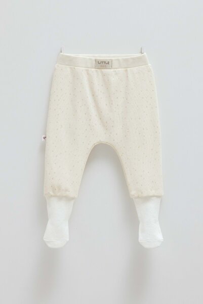 Caramell Soft Color Pattered Baby Pants Ecru