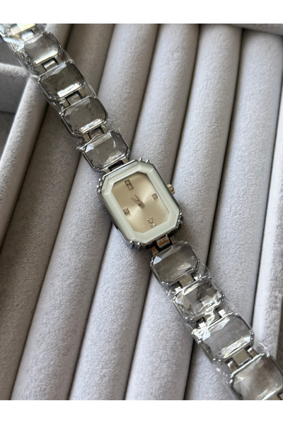 FIERA JEWELRY Diamond Model Rectangular Stone Dial Steel Women's Watch