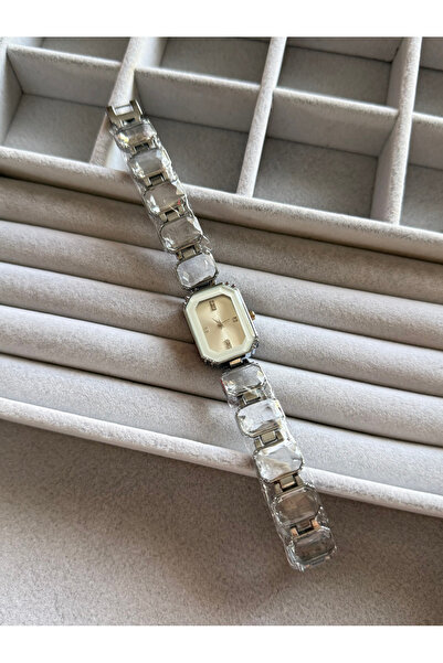 FIERA JEWELRY Diamond Model Rectangular Stone Dial Steel Women's Watch