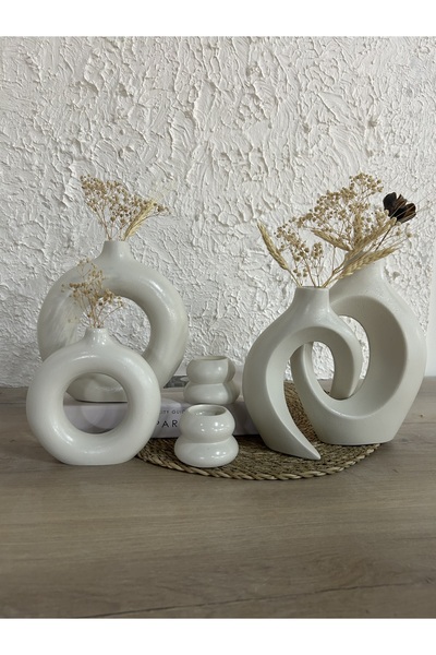 Zigzag Home Decorative 6 Piece Vase and Candle Holder Set /Ring Vase, Ivy Lover Vase, Tealight Candle Holder Set