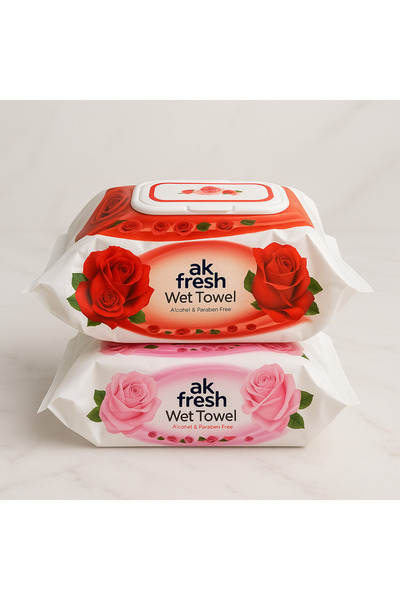 AKFRESH Islak Mendil 240 Adet (2 x 120’li) - Alkol ve Paraben İçermez, Kapakl...