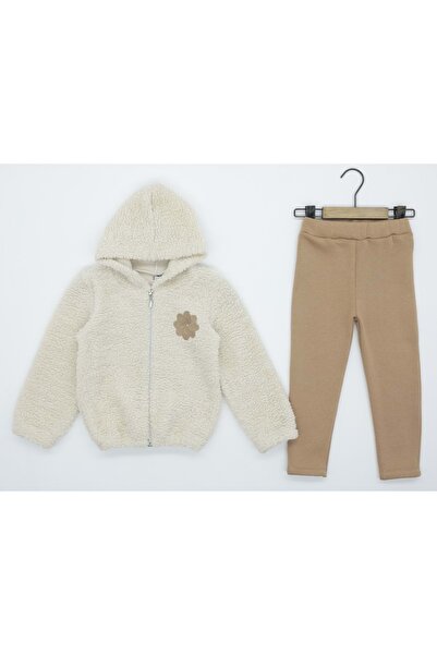 atabay SET CU GLUGĂ DE PLUȘ, ROSE DE VENT, CU TROȚIȚI CU TREI FIȘE, BEIGE