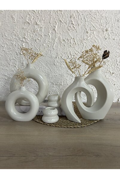 Zigzag Home Decorative 6 Piece Vase and Candle Holder Set /Ring Vase, Ivy Lover Vase, Tealight Candle Holder Set