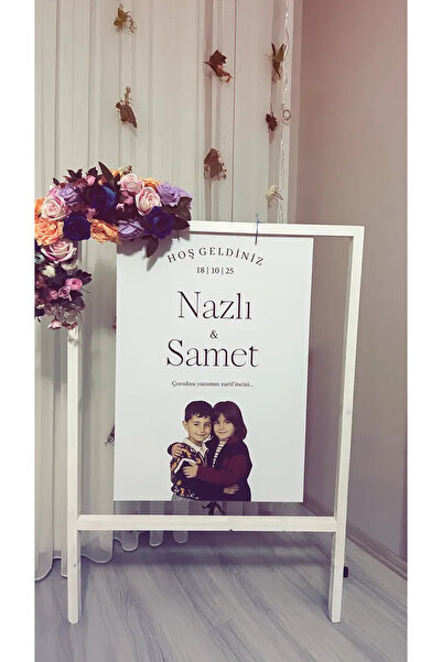 Binbir Güzel An Kişiye Özel Tasarım Fotoğraflı Karşılama Panosu 50x70 cm